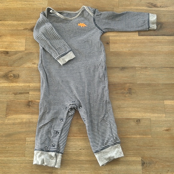 Simple Joys unisex Striped Coverall Navy - Picture 1 of 4